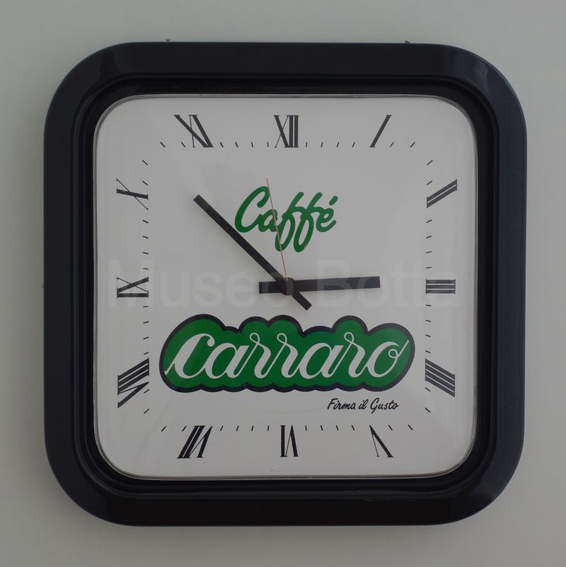 CAFFÈ CARRARO Firma il Gusto orologio quadrato da muro in plastica con angoli arrotondati