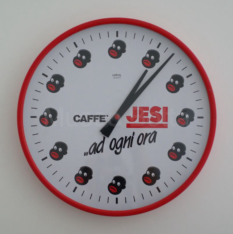 CAFFÈ JESI ...ad ogni ora - orologio rotondo da muro con cornice metallica rossa