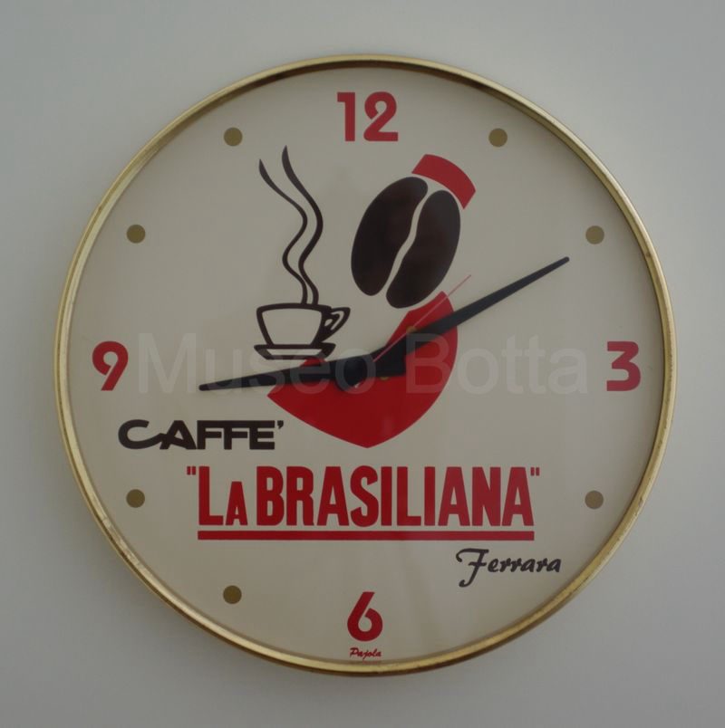 CAFFÈ "LA BRASILIANA" Ferrara orologio rotondo da muro con cornice ottone