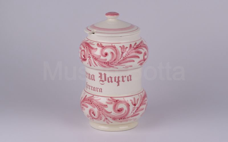 AMARENA VAYRA FERRARA vaso in ceramica bianco-rosa con scritta rosa