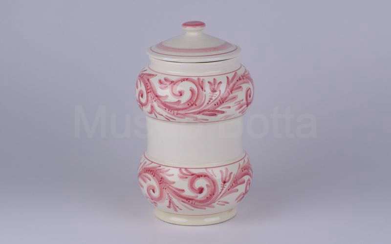 AMARENA VAYRA FERRARA vaso in ceramica bianco-rosa con scritta rosa