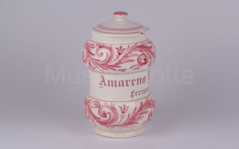 AMARENA VAYRA FERRARA vaso in ceramica bianco-rosa con scritta rosa