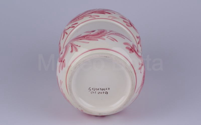 AMARENA VAYRA FERRARA vaso in ceramica bianco-rosa con scritta rosa