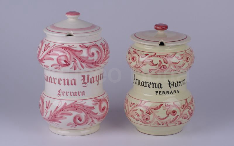 AMARENA VAYRA FERRARA vaso in ceramica bianco-rosa con scritta rosa