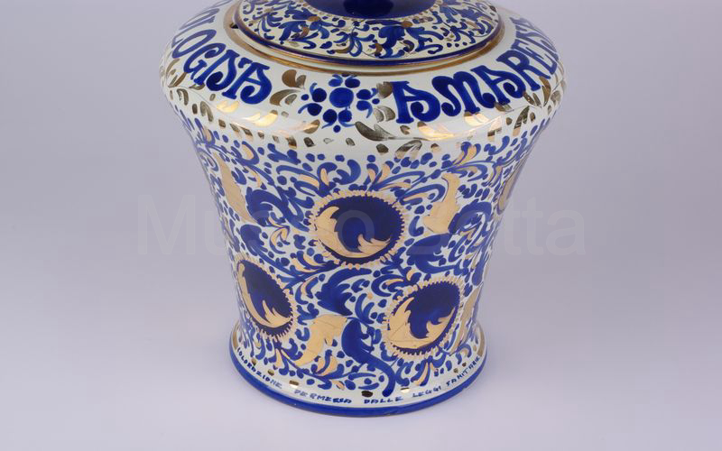 AMARENA FABBRI BOLOGNA vaso del cinquantenario bianco-blu-oro