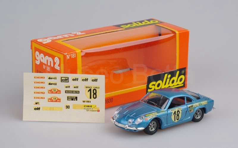 SOLIDO (181-4) Alpine Renault A110 1600 berlinette Rally Monte Carlo 1973 blu chiaro metallizzato