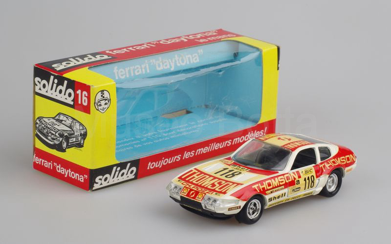 SOLIDO (16-1) Ferrari 365 GTB4 Daytona "THOMSON" Tour de France 1972 bianco-rosso