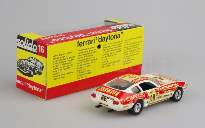 SOLIDO (16-1) Ferrari 365 GTB4 Daytona "THOMSON" Tour de France 1972 bianco-rosso