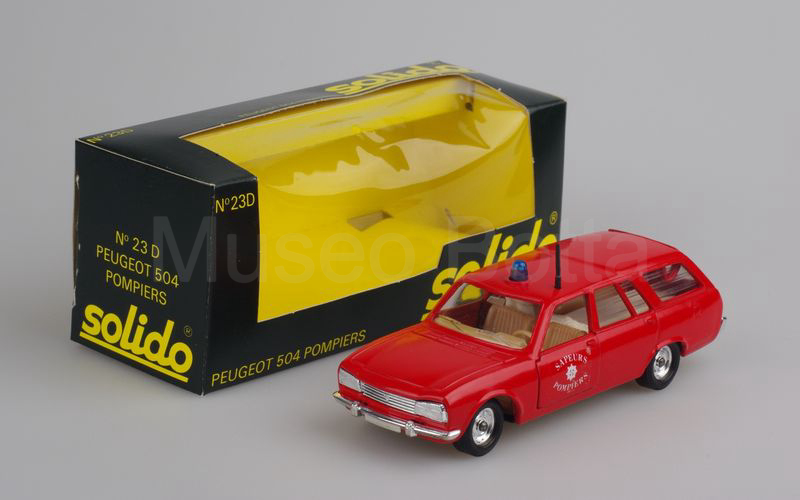 SOLIDO (23-D) Peugeot 504 break 1972/1977 "SAPEURS POMPIERS" rosso