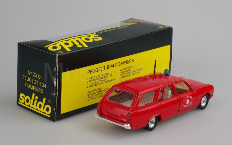 SOLIDO (23-D) Peugeot 504 break 1972/1977 "SAPEURS POMPIERS" rosso