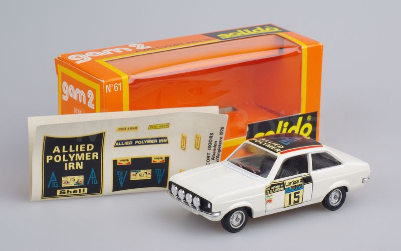 SOLIDO (61) Ford Escort Rallye "ALLIED POLYMER" R.A.C. 1976 nero-bianco