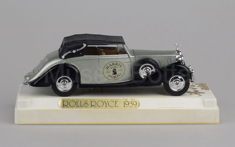 SOLIDO (46-B) Rolls Royce Phantom III cabriolet 1939 "HARRIS PORTO" capote chiusa argento-nero