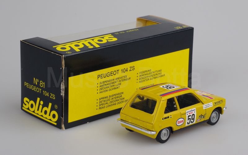 SOLIDO (81-2) Peugeot 104 ZS Rally d'Antibes 1977 giallo verde