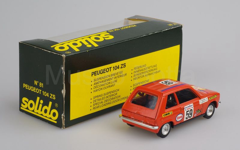 SOLIDO (81-3) Peugeot 104 ZS Rally d'Antibes 1977 arancio