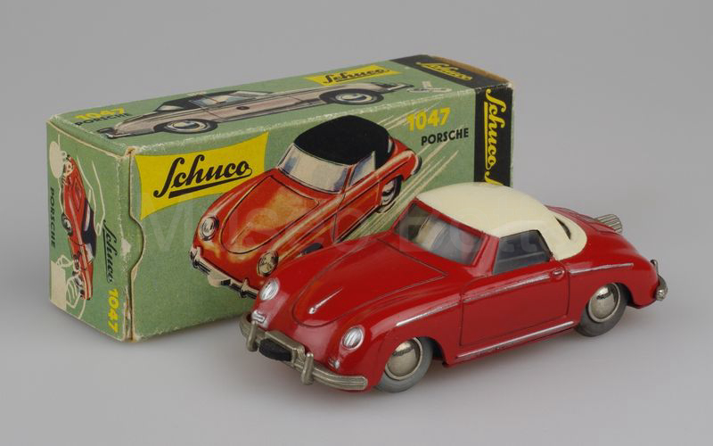 SCHUCO MICRO RACER (1047) Porsche 356 A (T2) cabriolet chiuso 1957 panna-rosso mattone