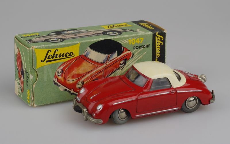 SCHUCO MICRO RACER (1047) Porsche 356 A (T2) cabriolet chiuso 1957 panna-rosso mattone