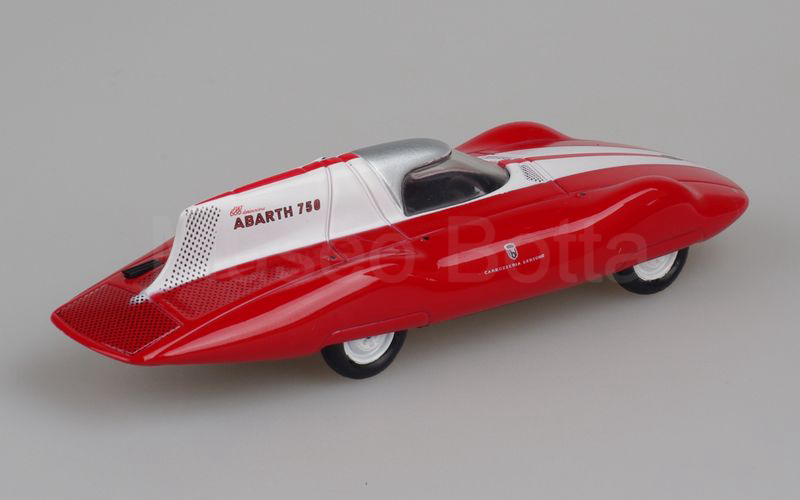 METRO per HACHETTE-ABARTH COLLECTION (vol. 53) Fiat Abarth 750 record Bertone Monza giugno 1956 argento-bianco-rosso