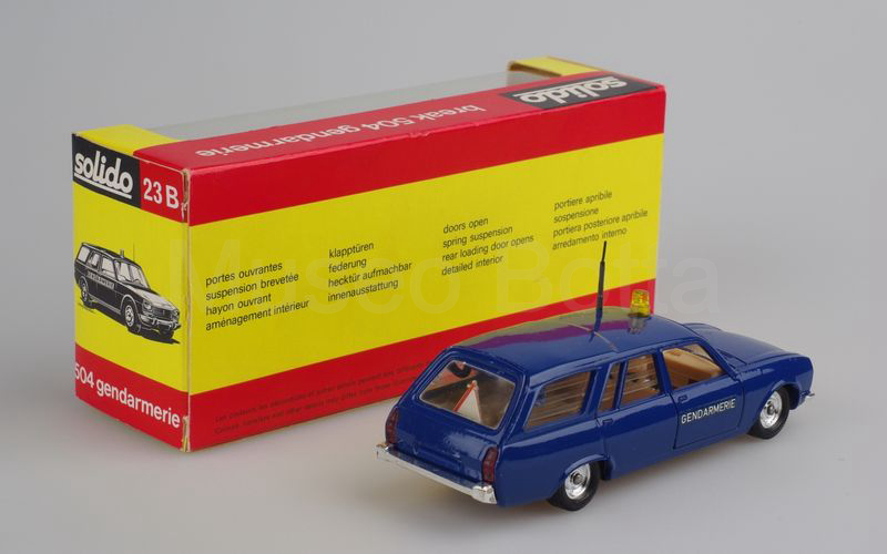 SOLIDO (23-B) Peugeot 504 break 1972/1977 "GENDARMERIE" blu