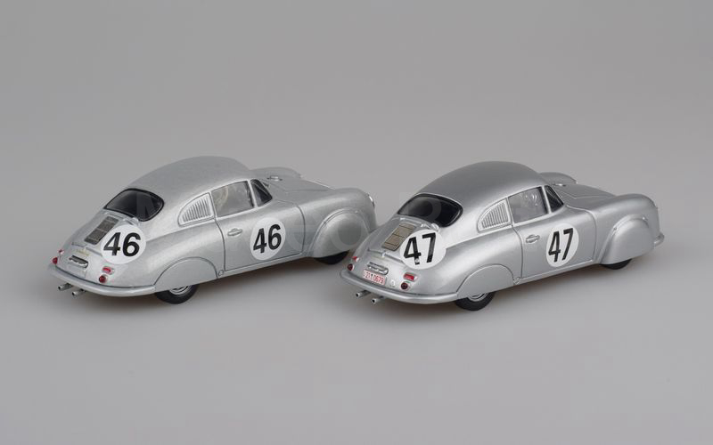 MINICHAMPS (WAP 020 041 97) e (400 516747) Porsche 356/2 "Gmünd" Alu coupé n° 46 e n° 47 Le Mans 1951 argento