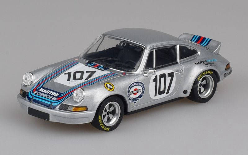 MINICHAMPS (430 736907) Porsche 911 Carrera RSR “Proto” 2.8 coupè MARTINI Targa Florio 1973 n° 107 argento