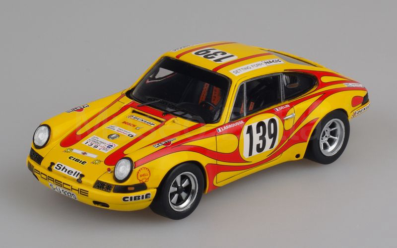 SPARK (S0976) Porsche 911S  2.4 coupé Tour de France 1970 n° 139 giallo-rosso