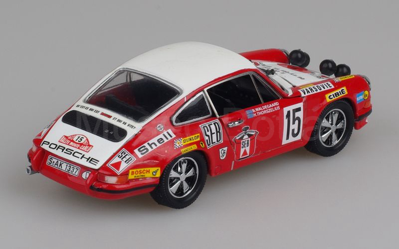 UNIVERSAL HOBBIES (UH1041) Porsche 911S 2.5 coupé SEB Rallye Montecarlo 1972 n° 15 bianco-rosso