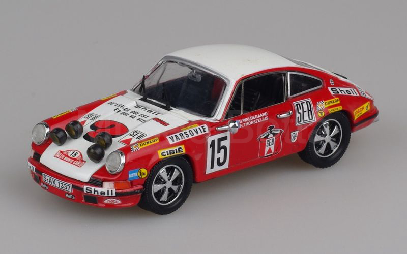 UNIVERSAL HOBBIES (UH1041) Porsche 911S 2.5 coupé SEB Rallye Montecarlo 1972 n° 15 bianco-rosso