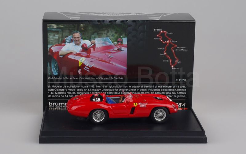 BRUMM + M4 PROMOZIONALE (S11/39) Ferrari 750 Monza 1954-1955 "CHOPARD - CLASSIC RACING" Mille Miglia 2011 rosso