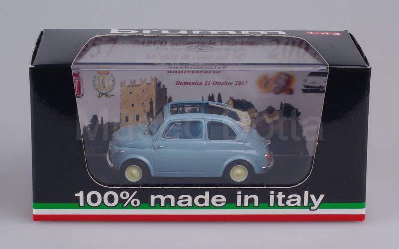 BRUMM PROMOZIONALE (R340) Fiat Nuova 500 Economica aperta 1957 "ARCO INCONTRA LA FIAT 500 1957-2007" celeste chiaro