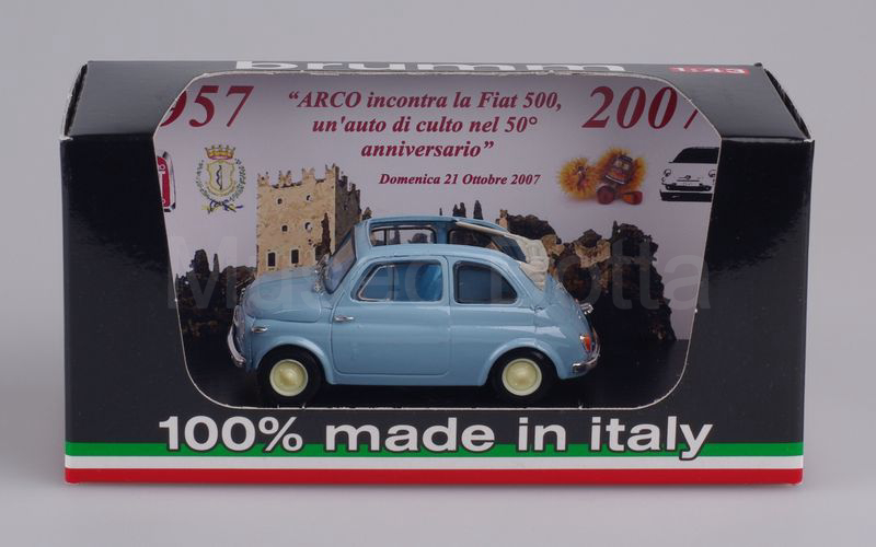 BRUMM PROMOZIONALE (R340) Fiat Nuova 500 Economica aperta 1957 "ARCO INCONTRA LA FIAT 500 1957-2007" celeste chiaro