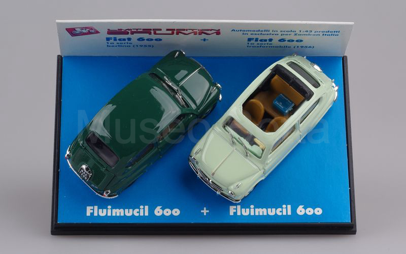 BRUMM PROMOMOZIONALE (S00/02) Confezione FLUIMUCIL 600 (Fiat 600 berlina verde scuro + Fiat 600 trasformabile verde chiaro)