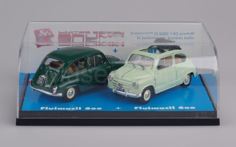 BRUMM PROMOMOZIONALE (S00/02) Confezione FLUIMUCIL 600 (Fiat 600 berlina verde scuro + Fiat 600 trasformabile verde chiaro)