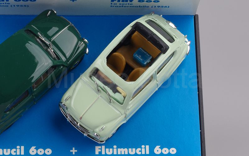 BRUMM PROMOMOZIONALE (S00/02) Confezione FLUIMUCIL 600 (Fiat 600 berlina verde scuro + Fiat 600 trasformabile verde chiaro)