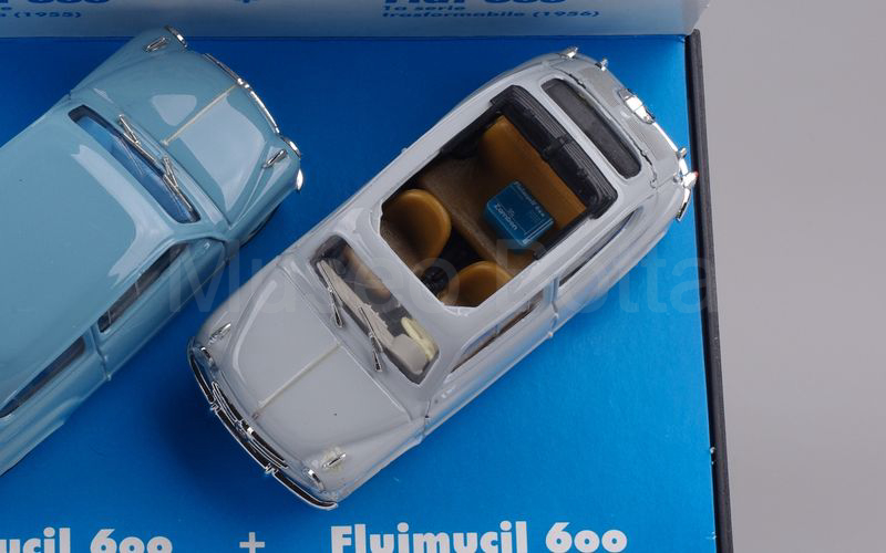 BRUMM PROMOZIONALE (S00/03) Confezione FLUIMUCIL 600 (Fiat 600 berlina azzurro cenere + Fiat 600 trasformabile grigio perla)