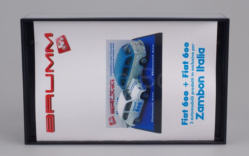 BRUMM PROMOZIONALE (S01/03) Confezione FLUIMUCIL 600 (Fiat Abarth 850 TC bianca-azzurra + Fiat 600 Multipla celeste-grigio chiaro)