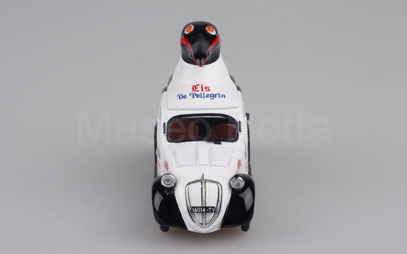 BRUMM PROMOZIONALE (S16/08 - Mu.Bo. 001) Fiat 500A 1948 pubblicitaria "GELATERIA DE PELLEGRIN" nero-bianco