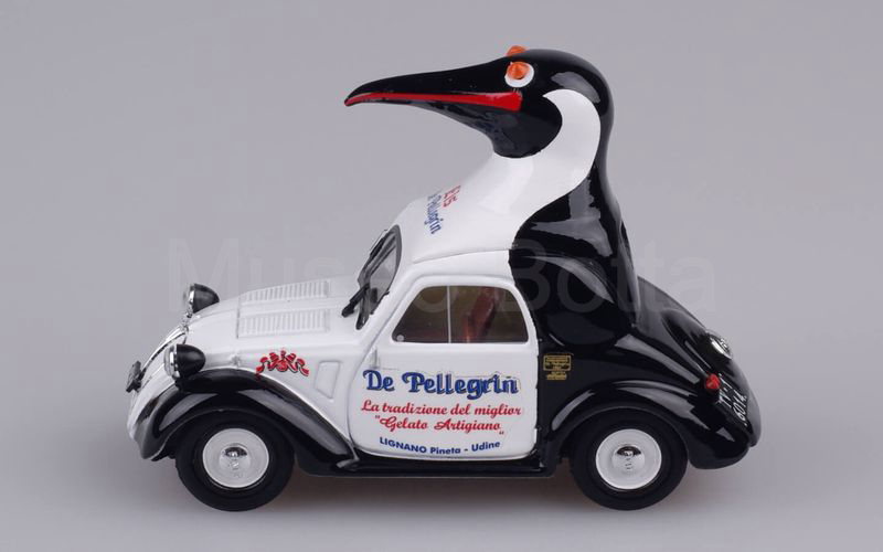 BRUMM PROMOZIONALE (S16/08 - Mu.Bo. 001) Fiat 500A 1948 pubblicitaria "GELATERIA DE PELLEGRIN" nero-bianco