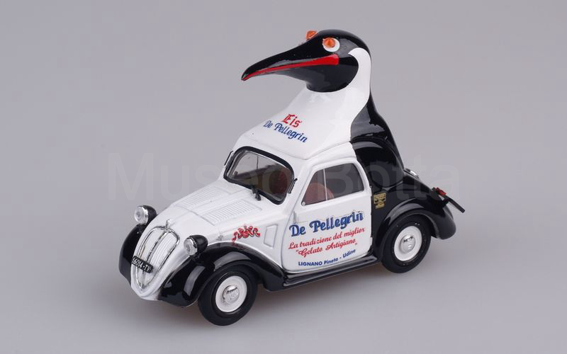 BRUMM PROMOZIONALE (S16/08 - Mu.Bo. 001) Fiat 500A 1948 pubblicitaria "GELATERIA DE PELLEGRIN" nero-bianco