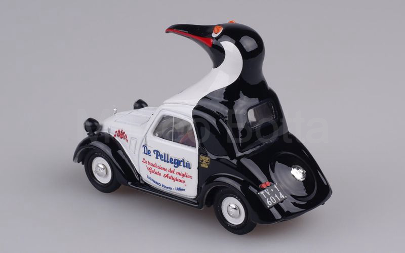 BRUMM PROMOZIONALE (S16/08 - Mu.Bo. 001) Fiat 500A 1948 pubblicitaria "GELATERIA DE PELLEGRIN" nero-bianco