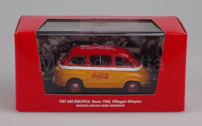 BRUMM PROMOZIONALE (S98/31) Fiat 600 Multipla "Coca-Cola" Roma Villaggio Olimpico 1960 rosso-giallo