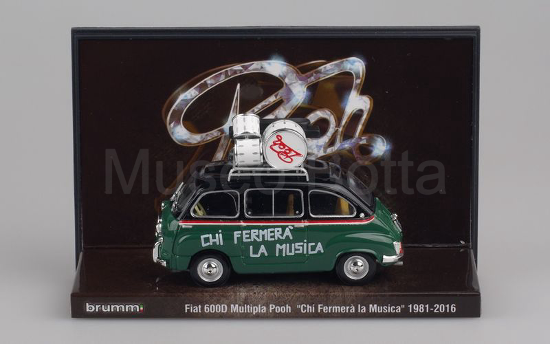 BRUMM PROMOZIONALE (S16/01B) Fiat 600D Multipla "50° anniversario POOH 1966-2016 - Chi fermerà la musica" nero-verde