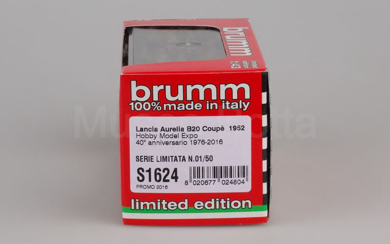 BRUMM PROMOZIONALE (S16/24) Lancia Aurelia B20 1952 "HOBBY MODEL EXPO 40° anniversario 1976-2016" rosso