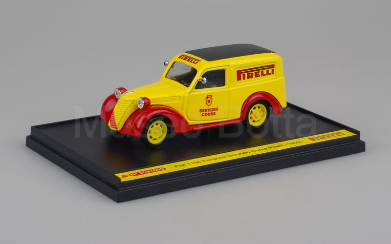 BRUMM PROMOZIONALE (S04/27) Fiat 1100E furgone "SERVIZIO CORSE PIRELLI" 1950 giallo-rosso