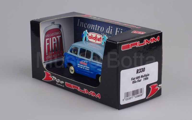 BRUMM PROMOZIONALE (R330) Fiat 600 Multipla OLIO FIAT "INCONTRO FIAT 600 MALCESINE 30.05.2004" azzurro chiaro-azzurro