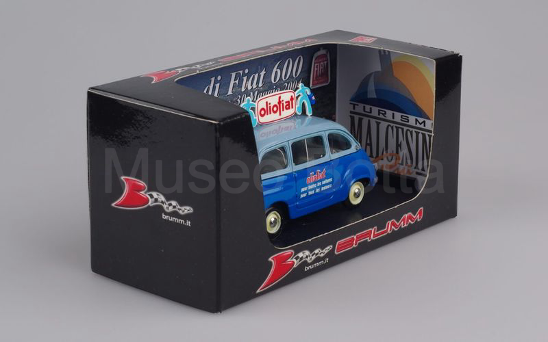 BRUMM PROMOZIONALE (R330) Fiat 600 Multipla OLIO FIAT "INCONTRO FIAT 600 MALCESINE 30.05.2004" azzurro chiaro-azzurro