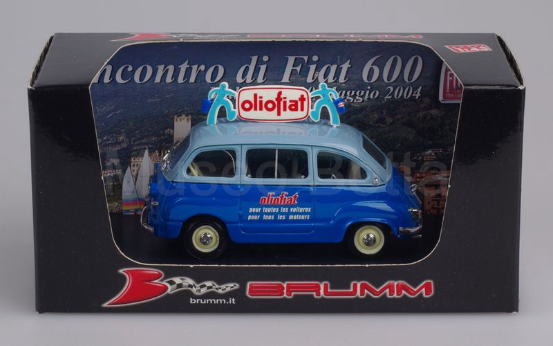 BRUMM PROMOZIONALE (R330) Fiat 600 Multipla OLIO FIAT "INCONTRO FIAT 600 MALCESINE 30.05.2004" azzurro chiaro-azzurro