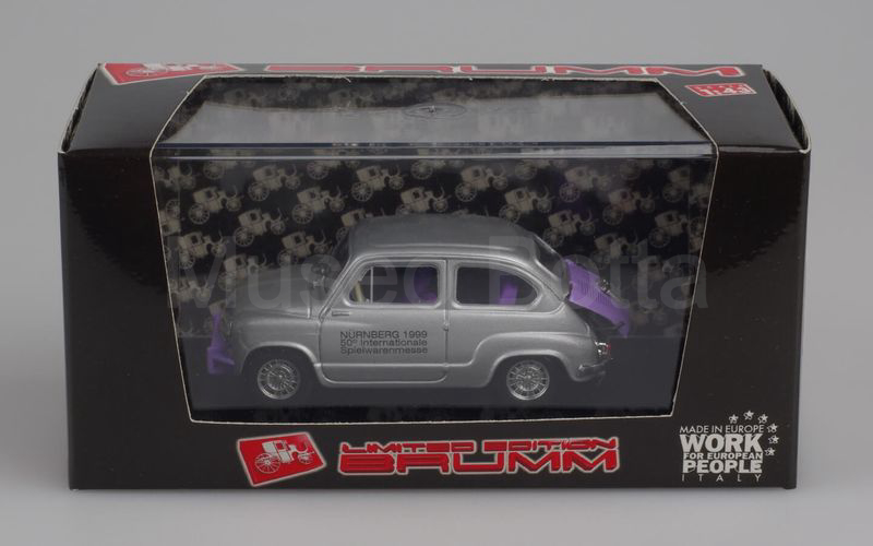 BRUMM PROMOZIONALE (S99/01) Fiat elaborazione Abarth 750 "SALONE GIOCATTOLO NORIMBERGA 1999" argento-viola