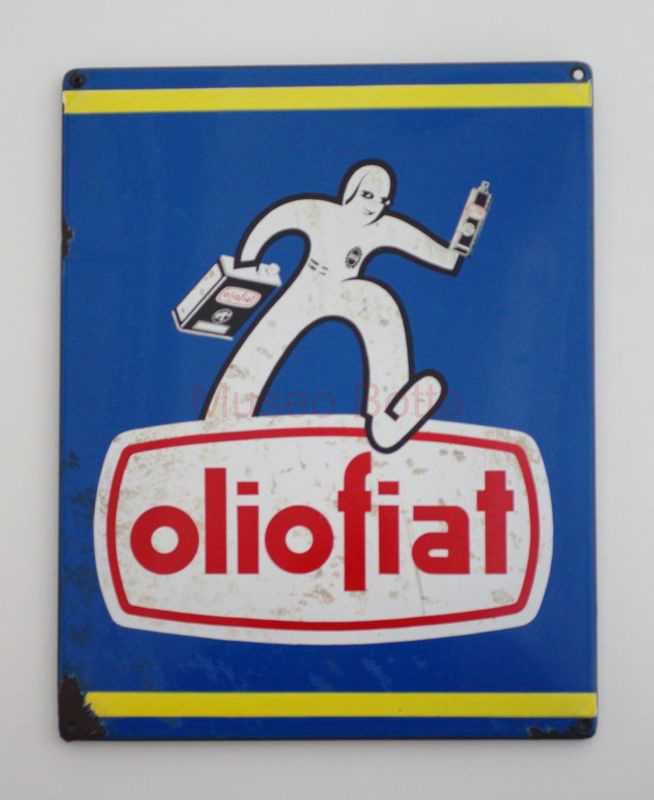 OLIOFIAT targa smaltata con omino