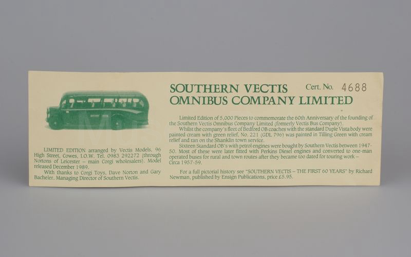 CORGI Classics (Q949/19) Bedford OB coach "SOUTHERN VECTIS"