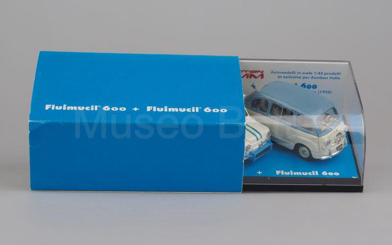 BRUMM PROMO (S01/03) Confezione FLUIMUCIL 600 (Fiat Abarth 850 TC bianca-azzurra + Fiat 600 Multipla azzurro-bianco)